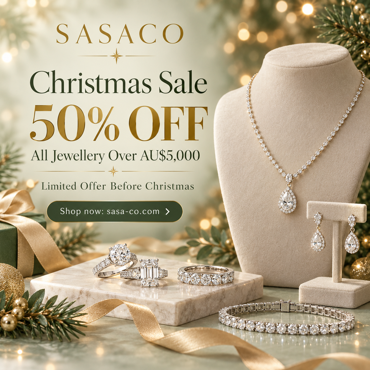 SASACO Christmas Sale jewellery, gifts and Christmas greenery