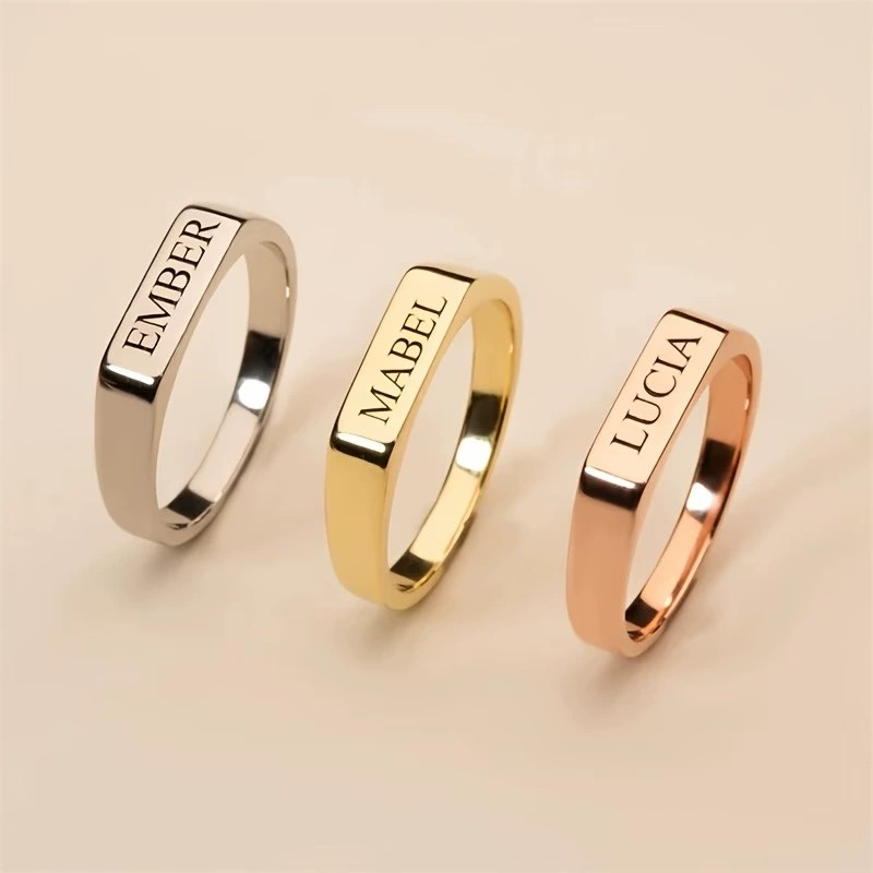 Four-Tone Custom Name Ring – SASACO Signature Engraved Jewellery