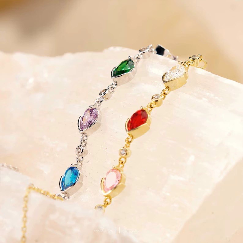 Multi-Birthstone Colour Bracelet – SASACO Signature Engraved Jewellery
