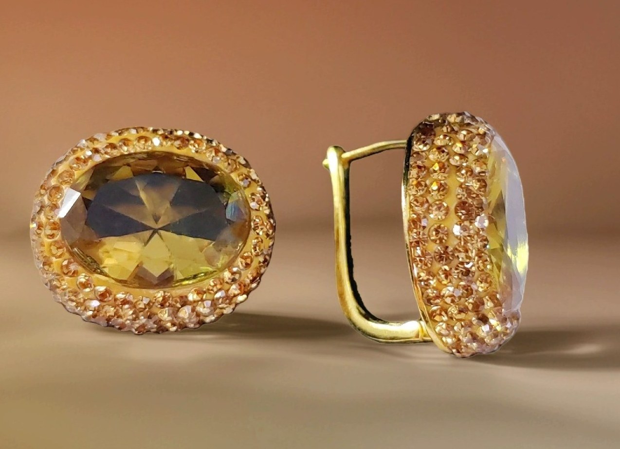 Colour-Changing Oval Gemstone Stud Earrings