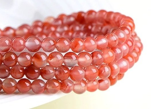 Natural Flame Nanhong Agate Multi-Strand Bracelet