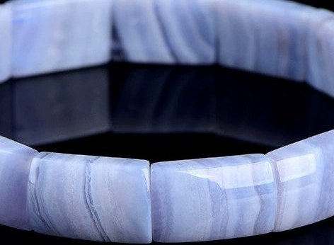 Natural Blue Lace Agate Bar Bracelet