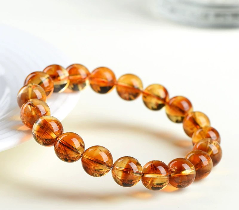 Natural Citrine Pyramid Bead Bracelet