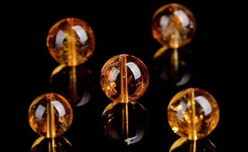 Natural Golden Red Citrine Round Beads