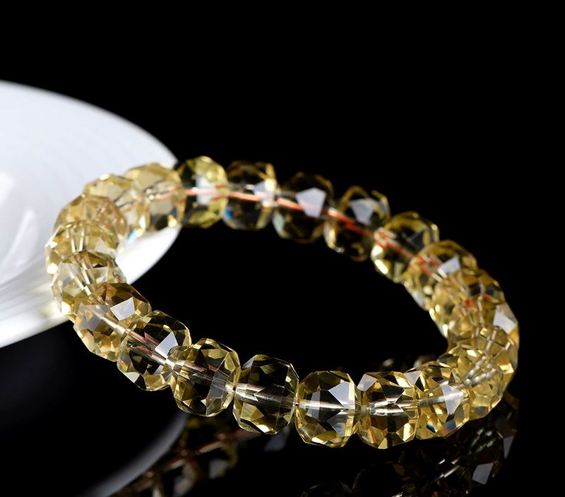 Natural Citrine Diamond-Facet Bracelet