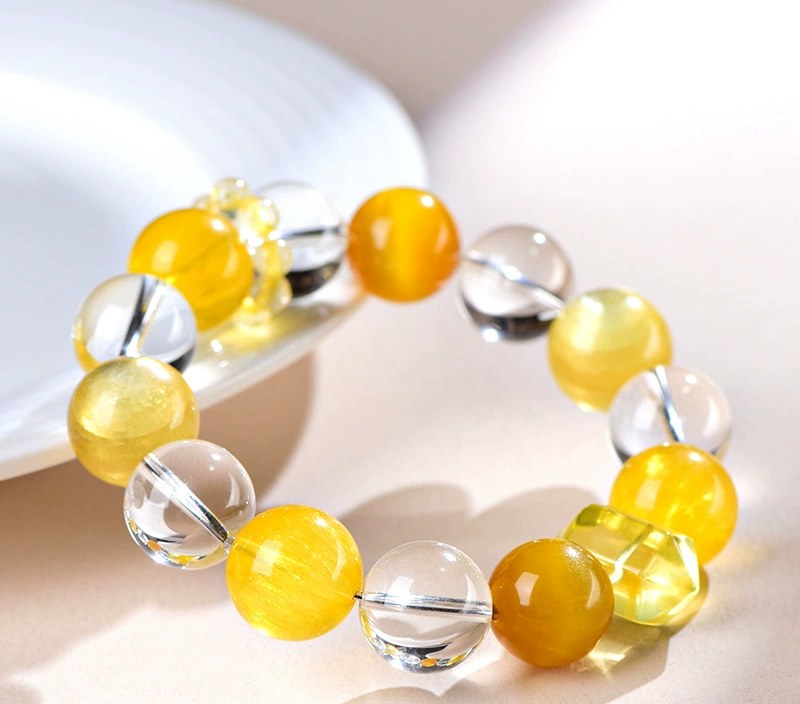 Natural Citrine & Clear Quartz Prosperity Bracelet