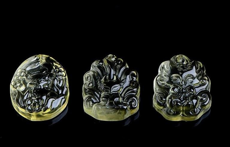 Natural Citrine Nine-Tail Fox Pendant
