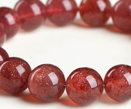 Natural Starlight Cherry Red Strawberry Quartz Bracelet