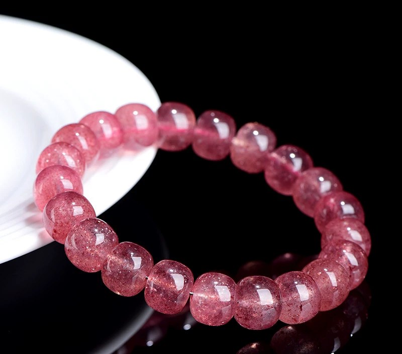 Natural Starlight Strawberry Quartz Disc Bracelet