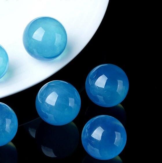 Natural Icy Deep Blue Aquamarine Round Beads