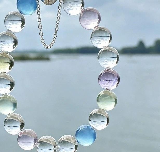 Natural Multi-Stone Quartz & Aquamarine Bracelet