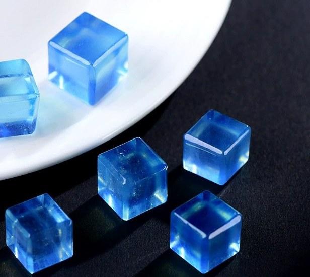 Natural 7A Aquamarine Cube Beads