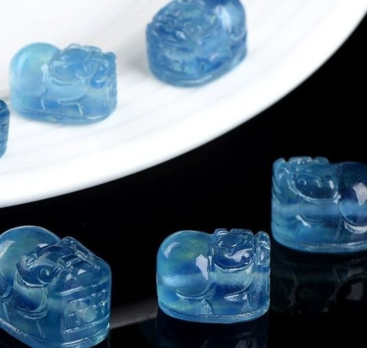 Natural Aquamarine Pixiu Bead