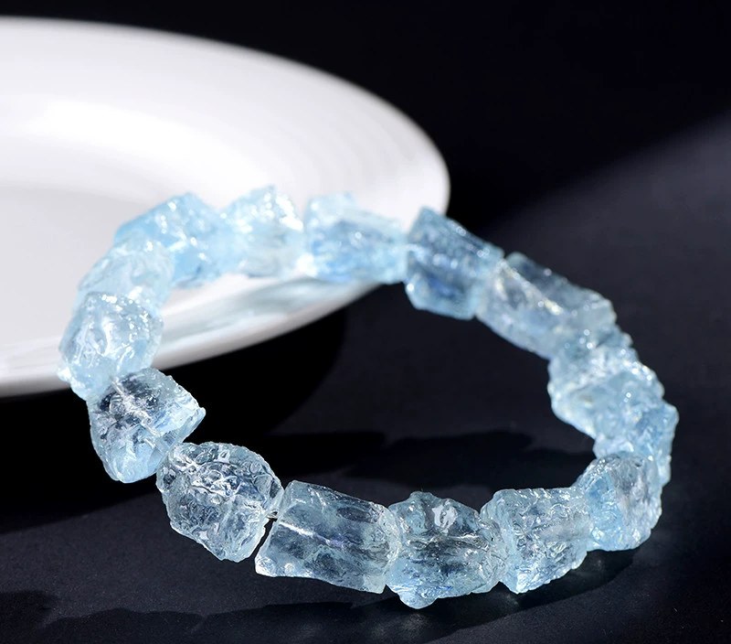 Natural Aquamarine Freeform Stone Bracelet