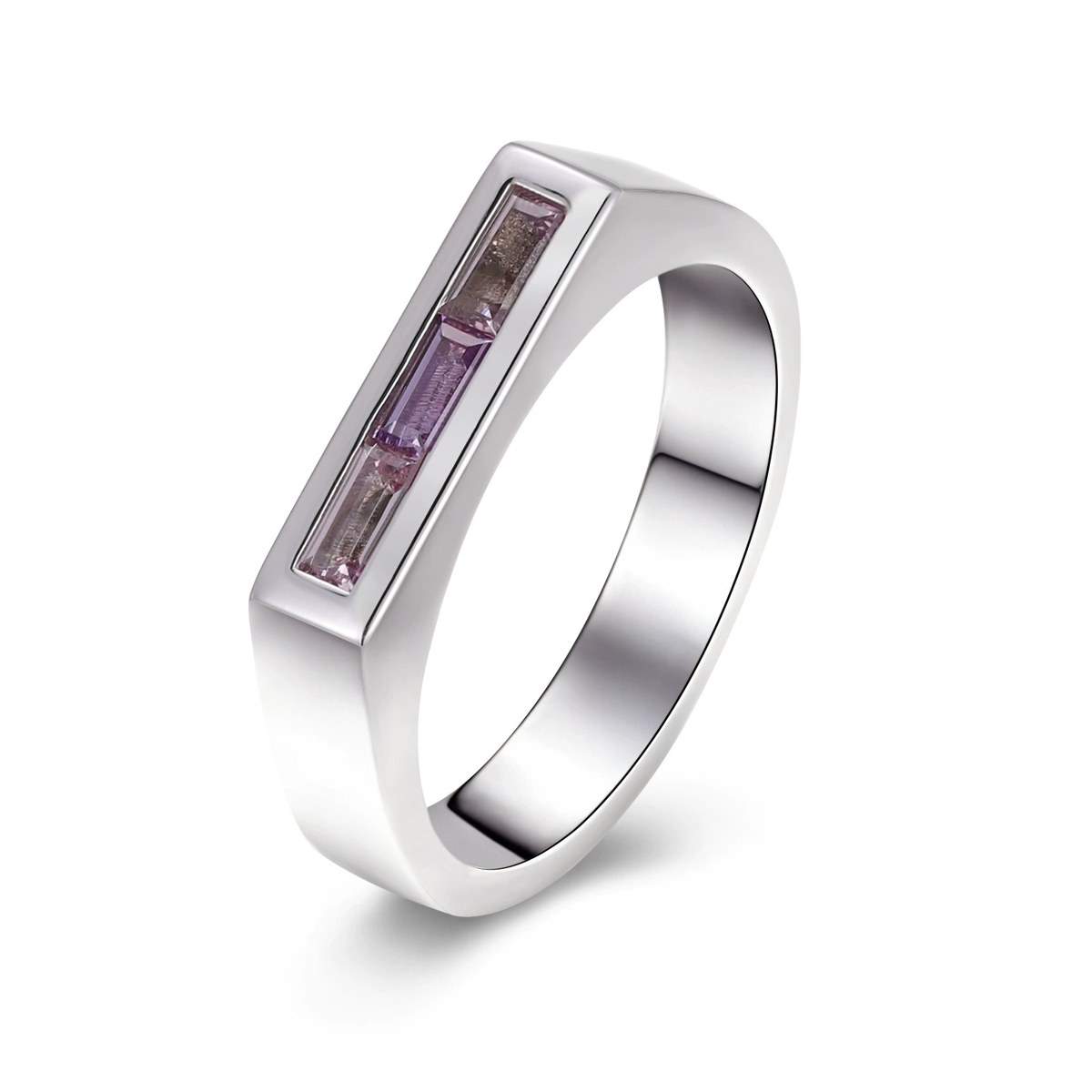 Kunzite Flat-Top Lab-Grown Gemstone Ring