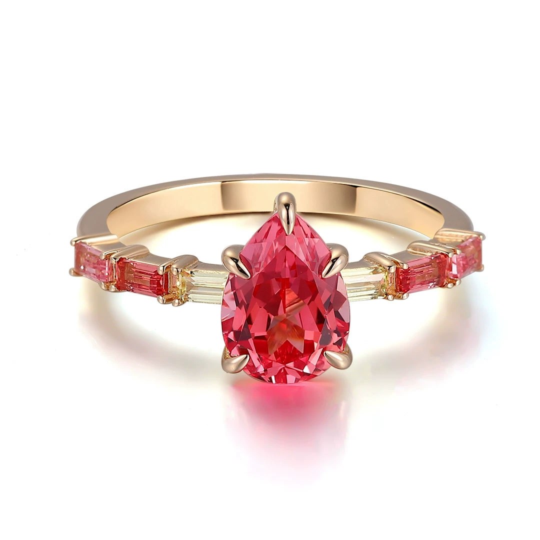Pear-Cut 1.25ct Lab-Grown Ruby Ring