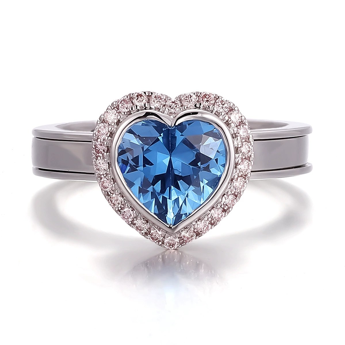 Heart-Cut Lab-Grown Sapphire Ring