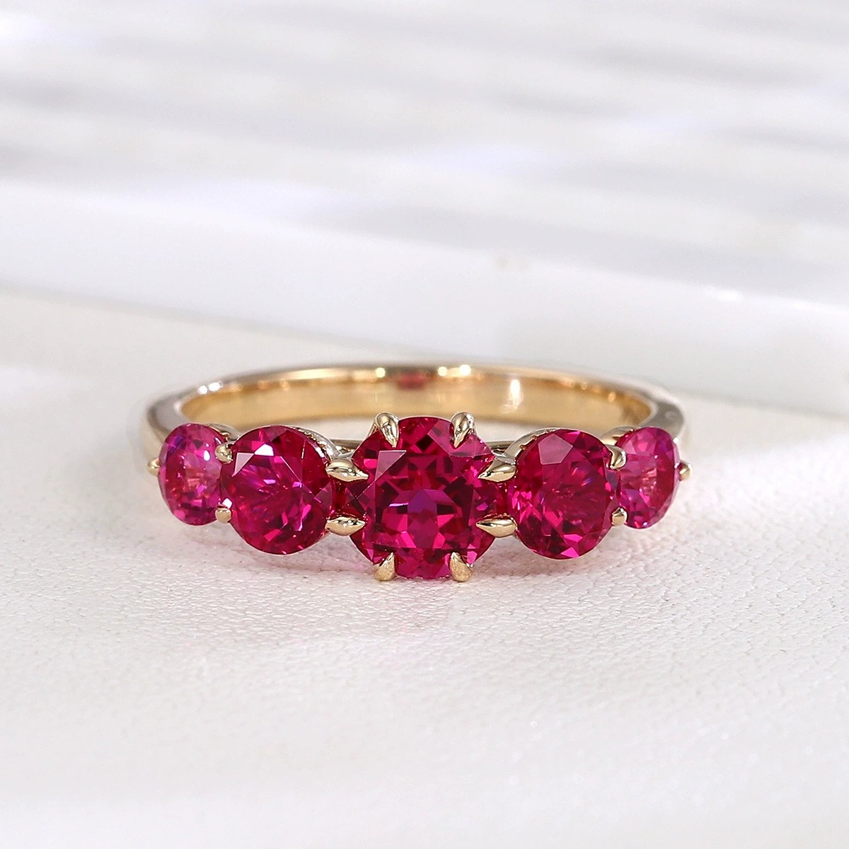 1ct Round Lab-Grown Ruby Band