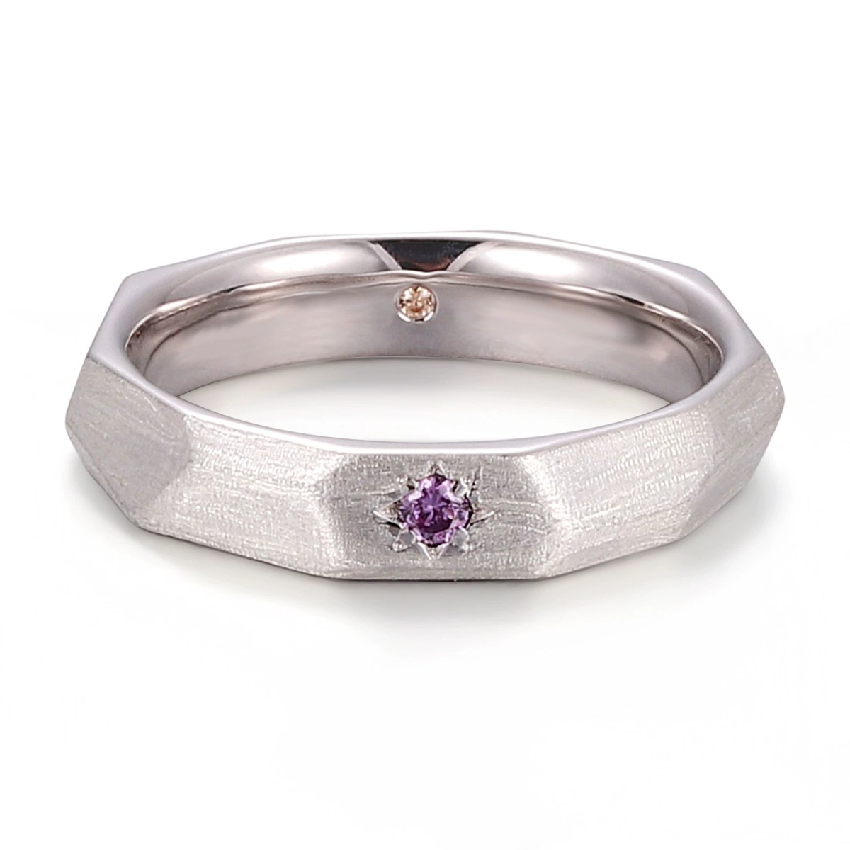 Brushed Purple Lab-Grown Gemstone Ring