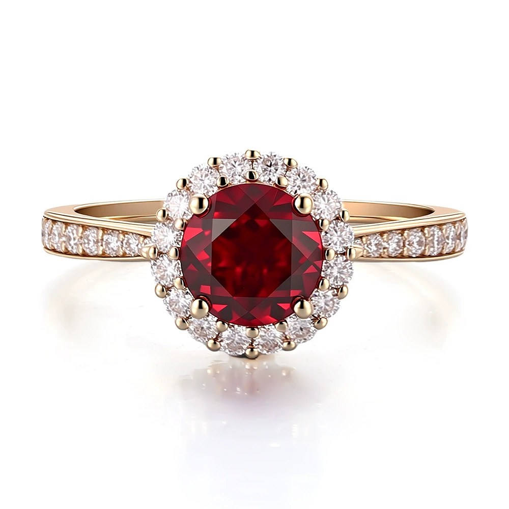 1ct Round Lab-Grown Ruby Ring