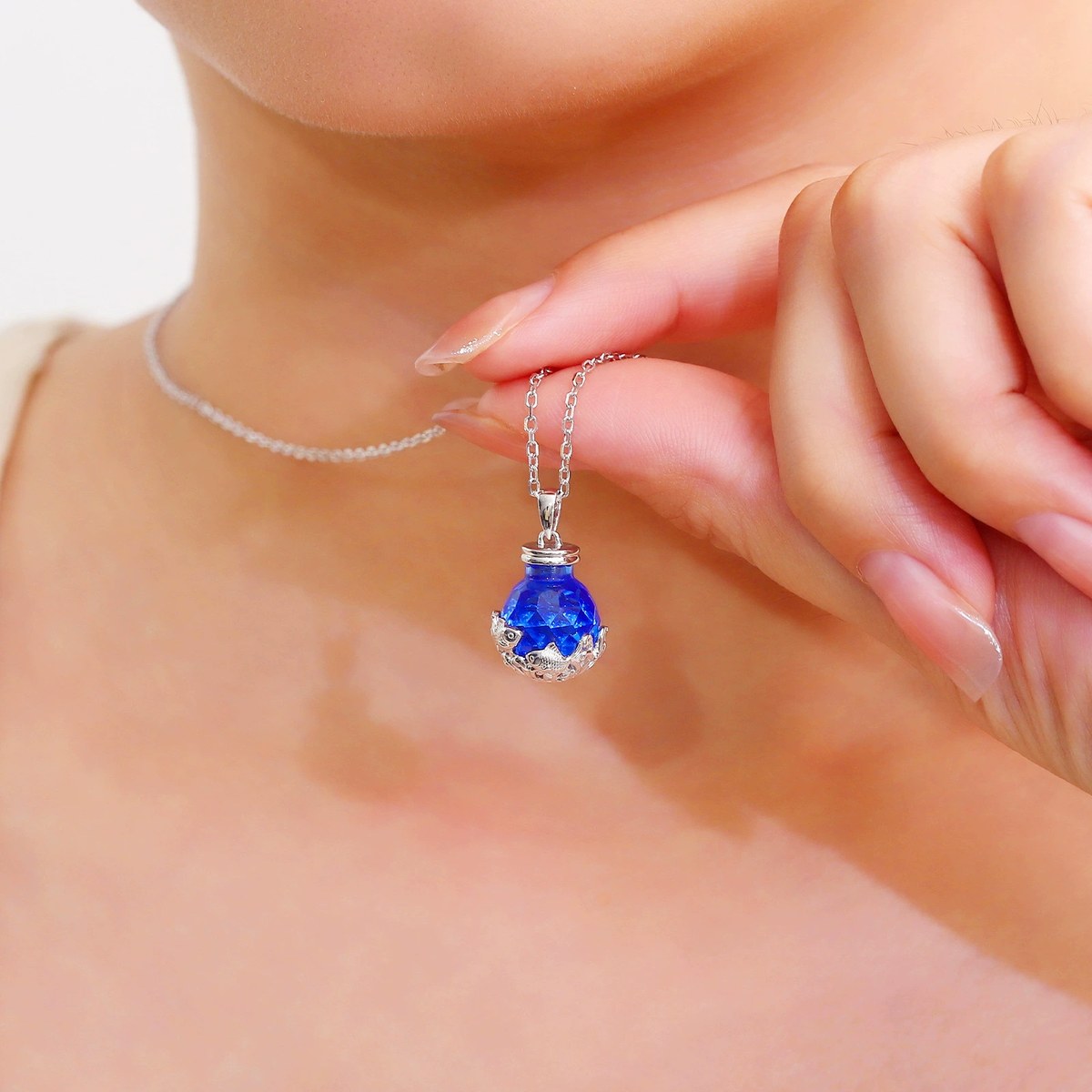 Royal Blue Lab-Grown Sapphire Pendant Necklace