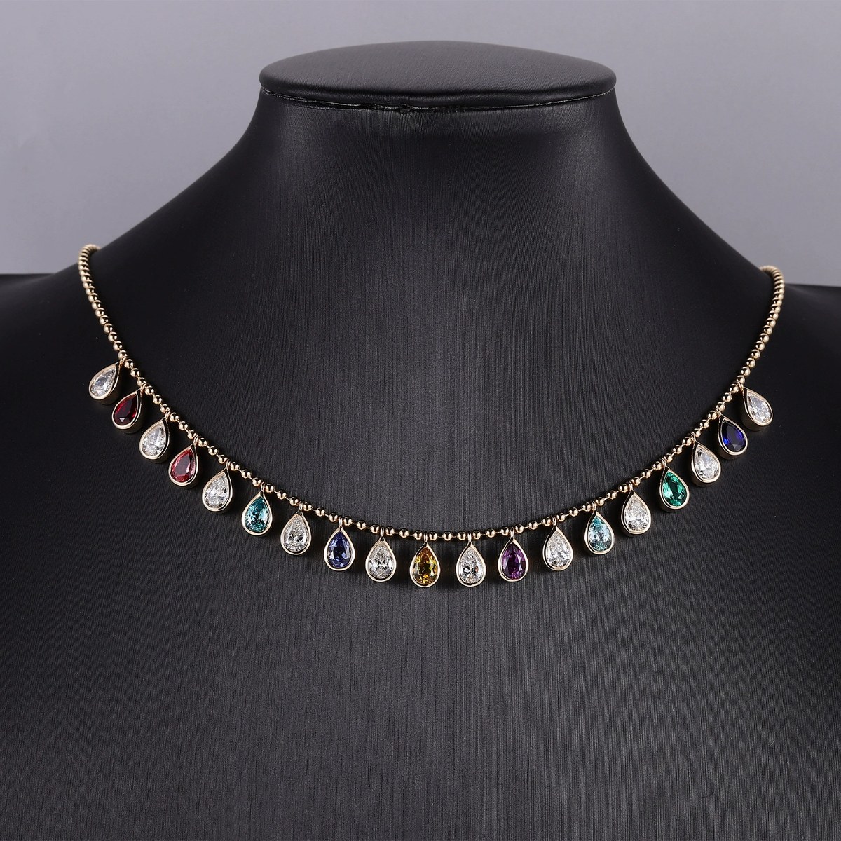 Anais Pear-Cut Lab-Grown Coloured Gemstone Necklace
