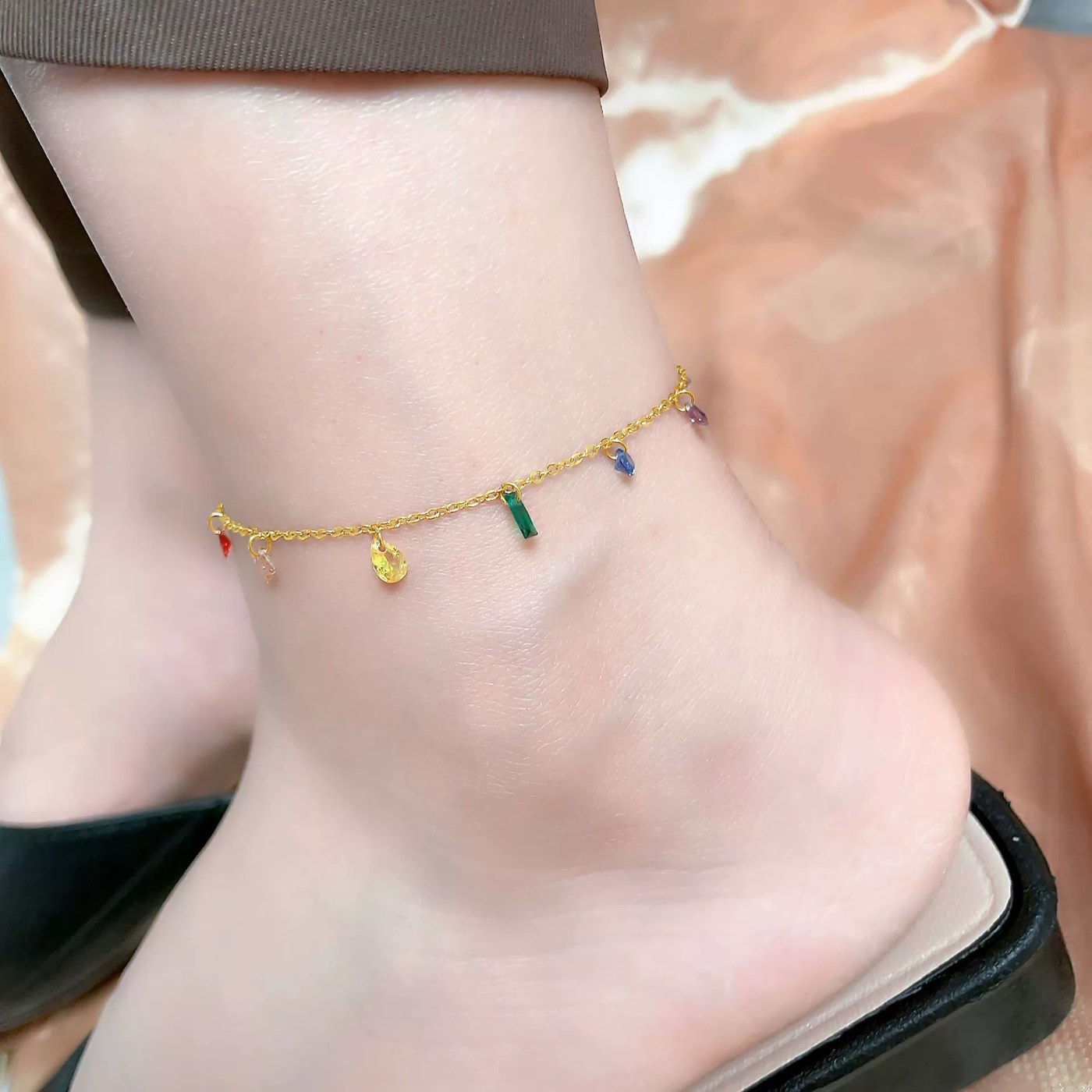 Rainbow Zircon Anklet