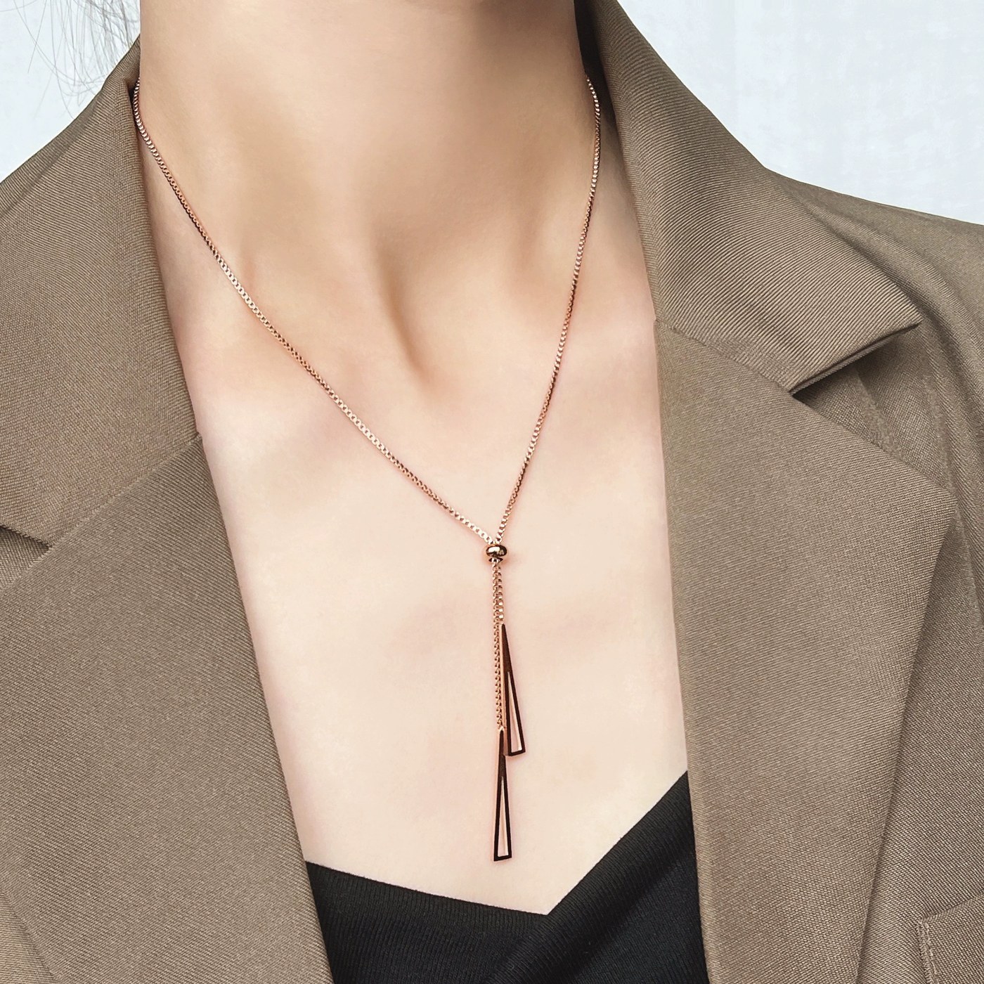 Adjustable Triangle Tassel Necklace