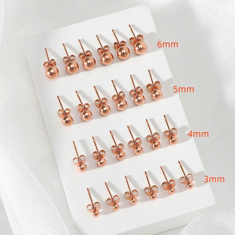Mini Polished Bead Stud Earrings