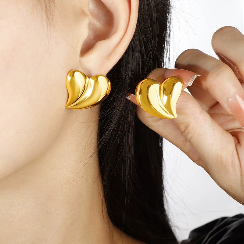 Oversized Heart Stud Earrings