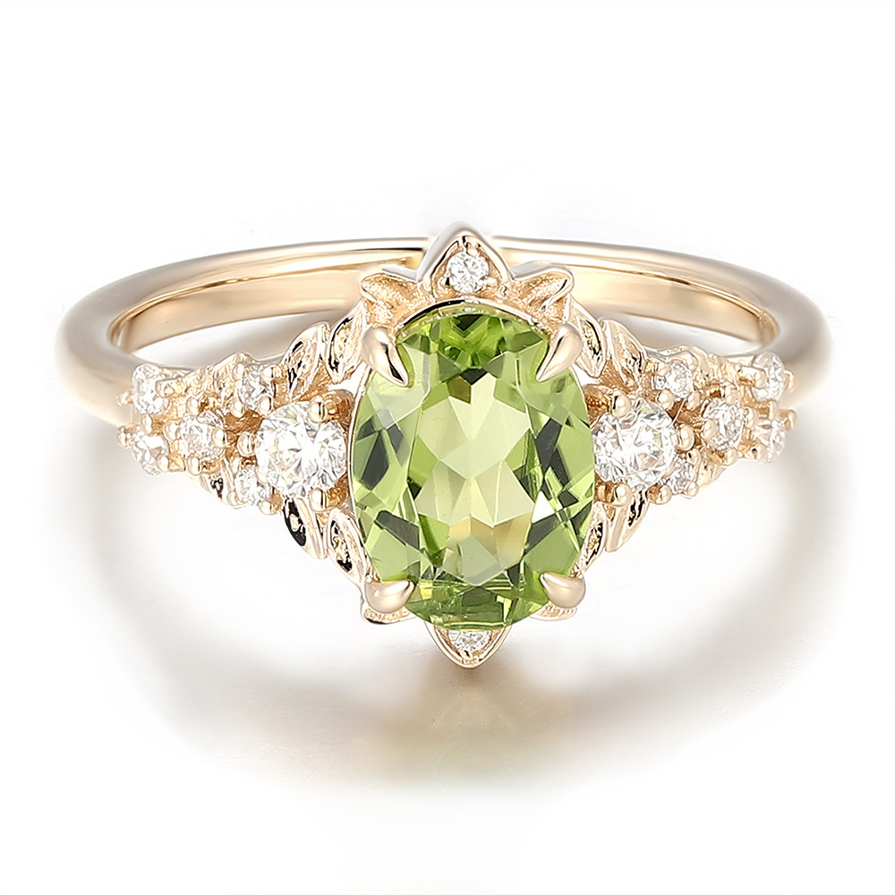Olivine Lab-Grown Green Gemstone Ring