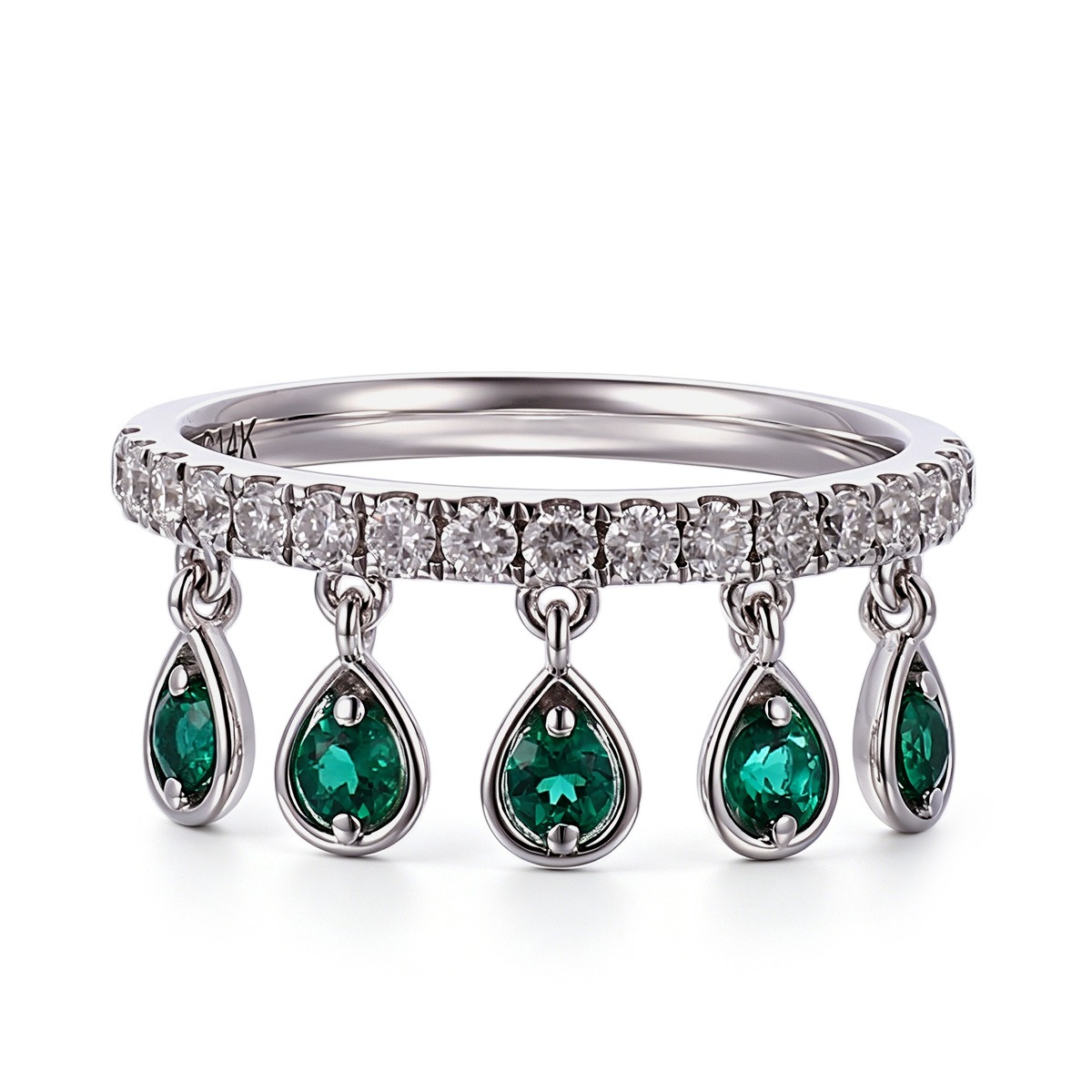 Plume Lab-Grown Emerald Feather Ring