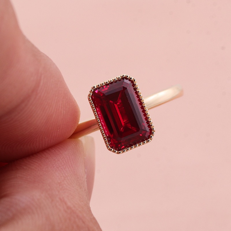 Radiant-Cut Coloured Gemstone Ring