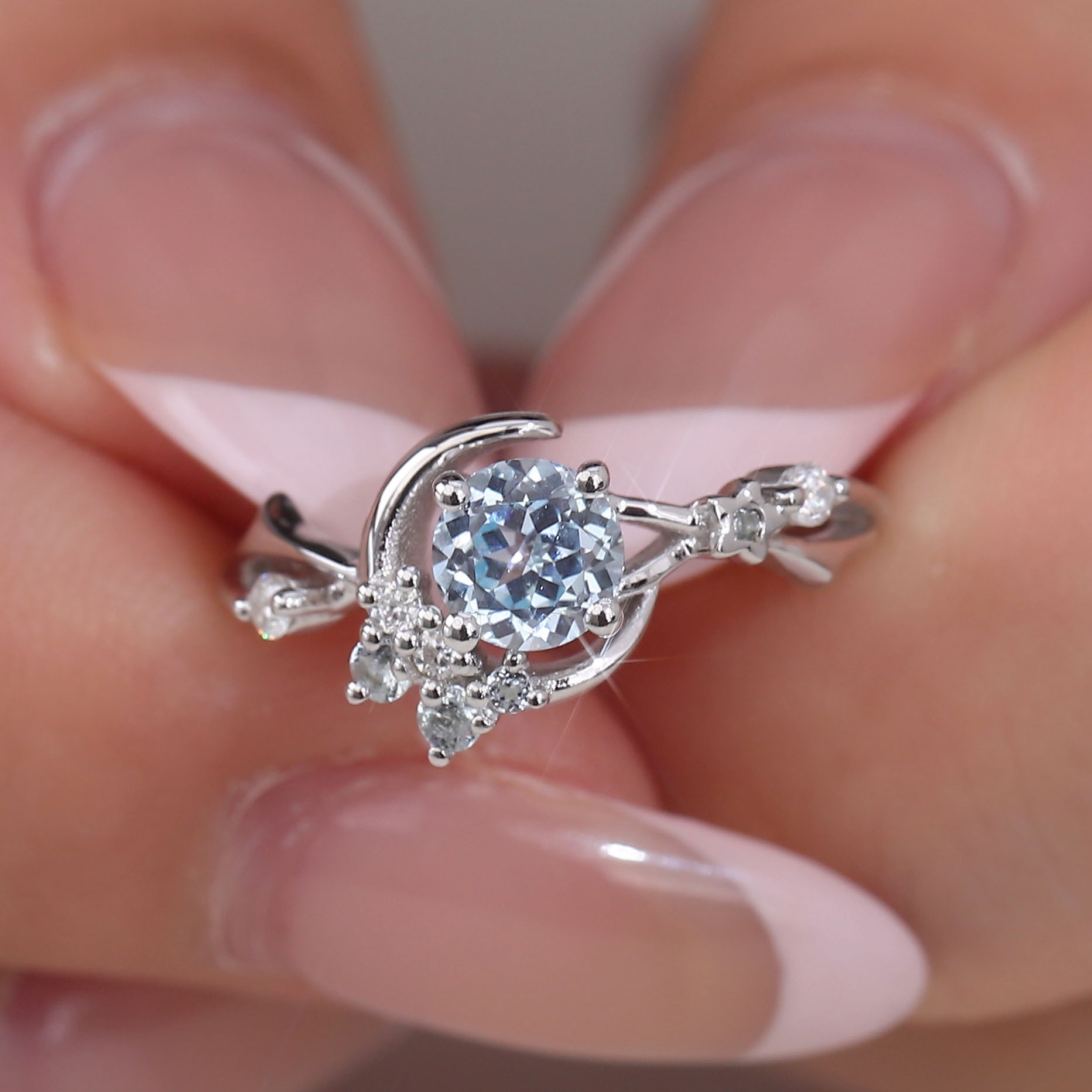 Marine Lab-Grown Aquamarine Wedding Ring