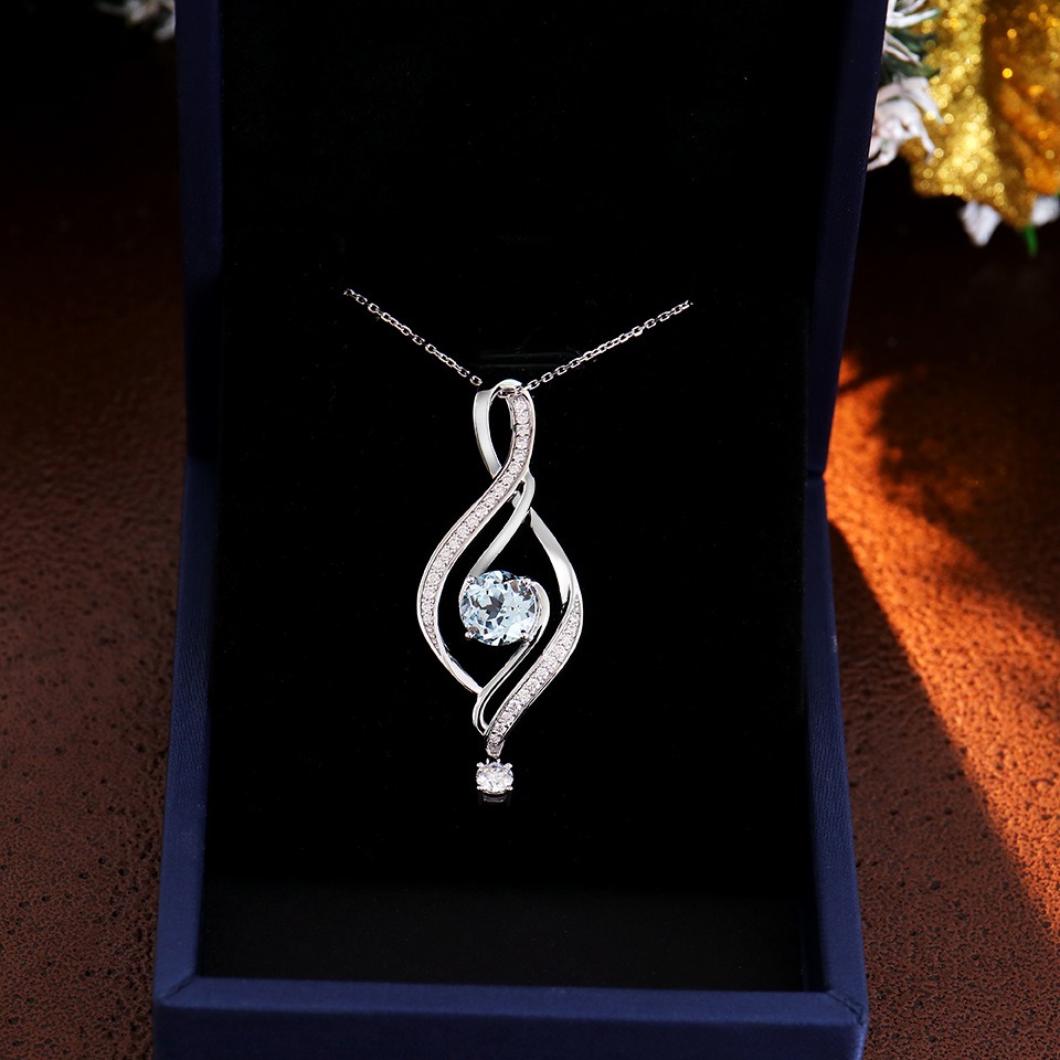 Aquamarine Drop Pendant Necklace