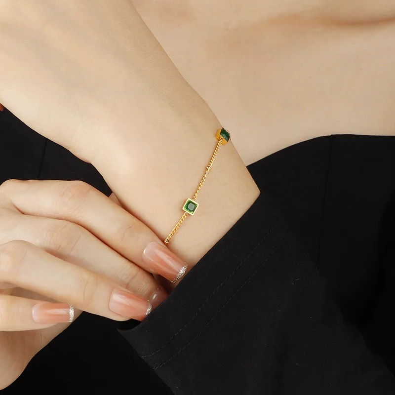 Three Green Crystal Bracelet