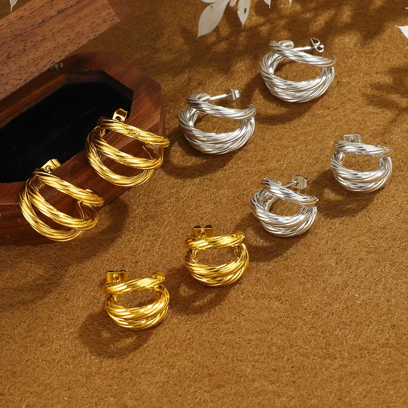Triple Twist Stud Earrings