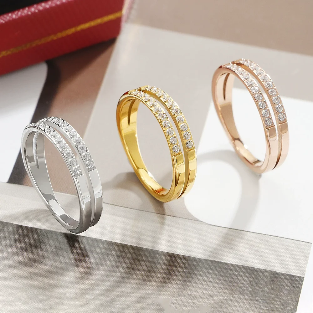 Double-Layer 22-Crystal Ring