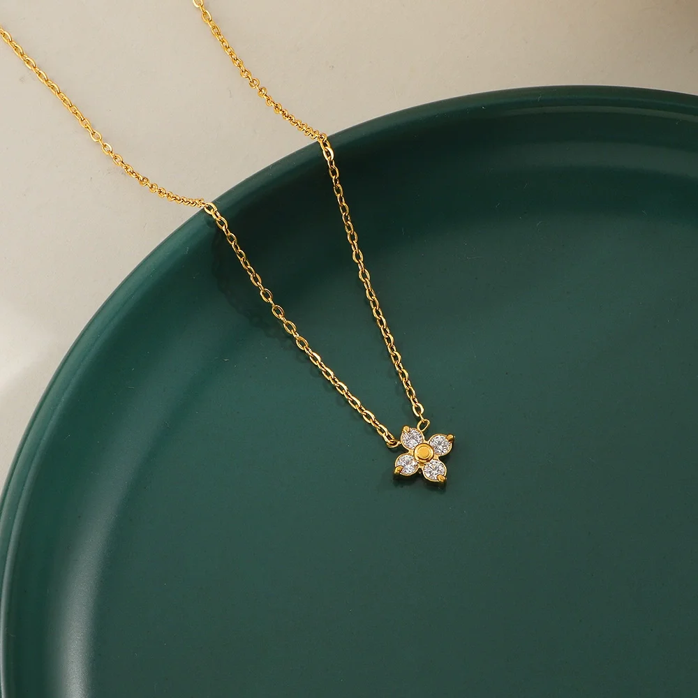 Mini Crystal Clover Necklace