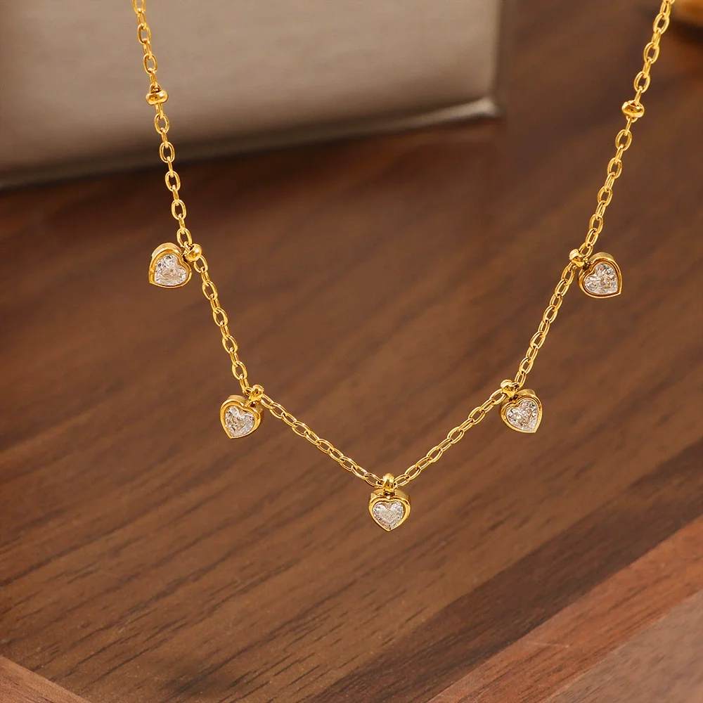 Five Heart Crystal Necklace