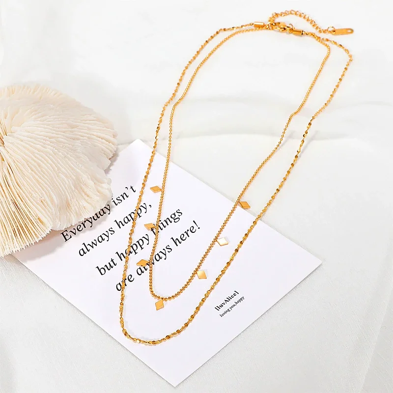 Double-Layer Square Bead Necklace