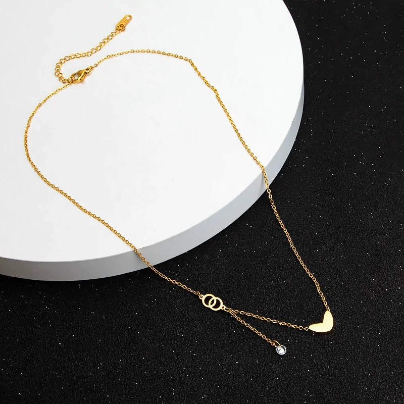 Heart Tassel Crystal Necklace
